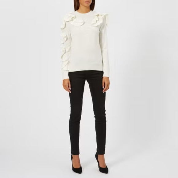 Ted Baker 🎀 | Pallege Frill Sleeve and Shoulder Jumper - Ivory - Picture 7 of 12